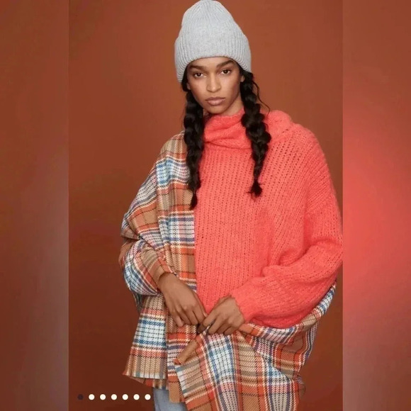 Anthropology Pilcro Zamora Cowl Neck Sweater Sz Large bright coral - Picture 14 of 14